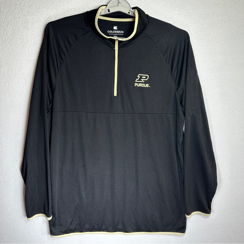 Colosseum Purdue Quarter 1/4 Zip Pullover Mens XXL Black Gold Lightweight